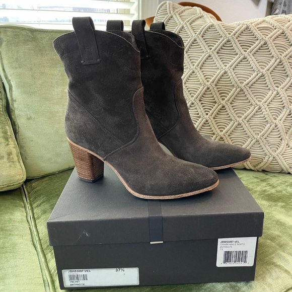 Alberto Fermani Chiara Ankle Boots in Anthracite Size 7.5 Sz 37.5 Stacked Heel - Picture 5 of 11